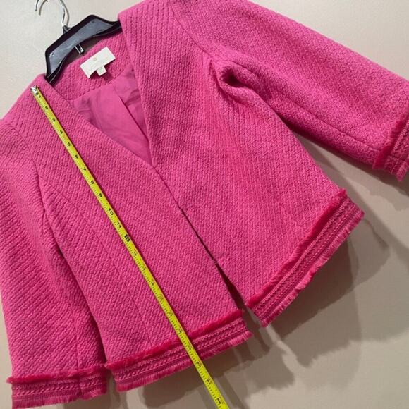 ETCETERA PORTIA JACKET TWEED FRINGE TRIM HOT PINK SZ XS SOPHISTICATED AESTHETIC - Picture 7 of 16